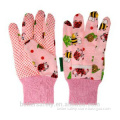 Children Pink Beautiful Flowered Hand Gloves With Mini Dots Palm